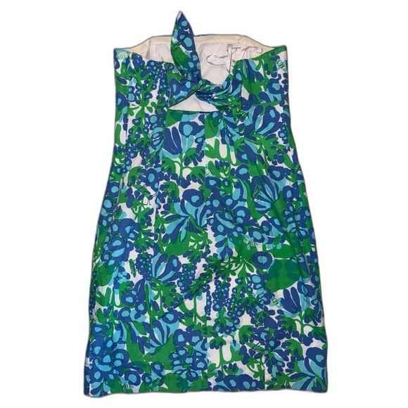 Lilly Pulitzer Bee In Your Bonnet Blue Floral Strapless Dress 0 - Picture 4 of 7